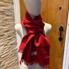 Red Harris Tweed Scarf