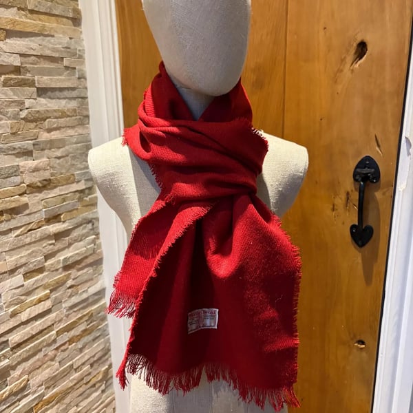 Red Harris Tweed Scarf