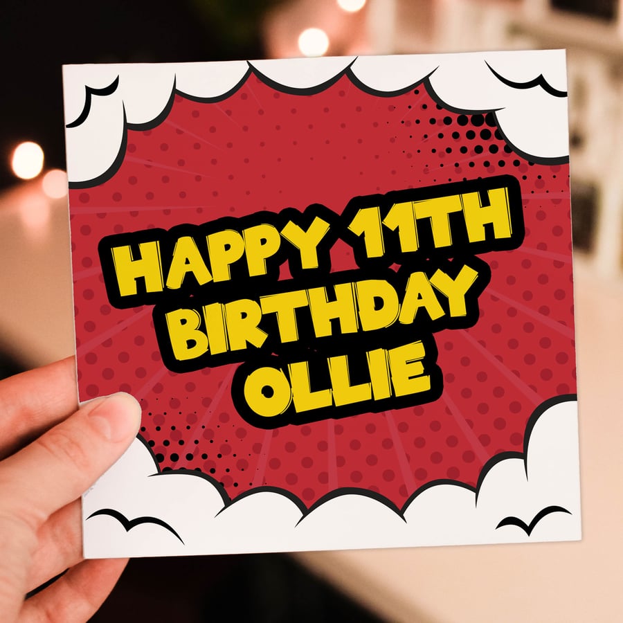 Personalised birthday card: Comic book - 1st, 2nd, 3rd, 4th, 5th, 6th, Any age