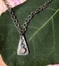 Designer Silver Pendant Necklace - Pink Quartz on Textured Silver - Image 1