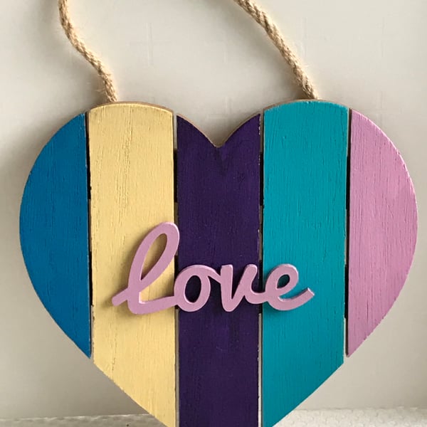 Multi Coloured Hanging Heart