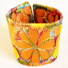 Textile Cuff with Free Machine Embroidery 