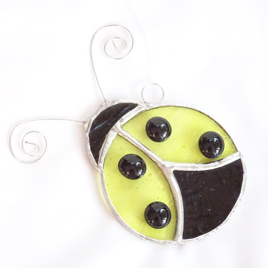 Stained Glass Ladybird Suncatcher - Yellow