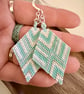 Handmade Beadwork Earrings in Turquoise, White & Silver with a Chevron Design - Image 6