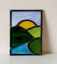 Leaded stained glass river landscape panel - Image 2