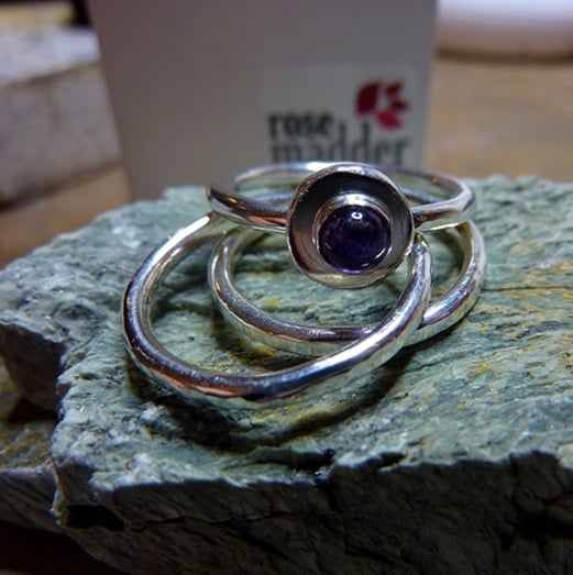 Hammered Silver stacking rings