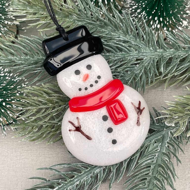 Snowman - Fused Glass Christmas Tree Decoration