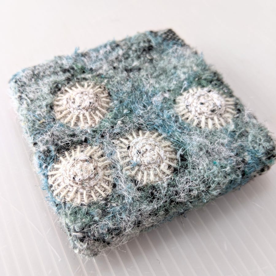 Sea-Foam Blue Coastal inspired Textile Mini Art