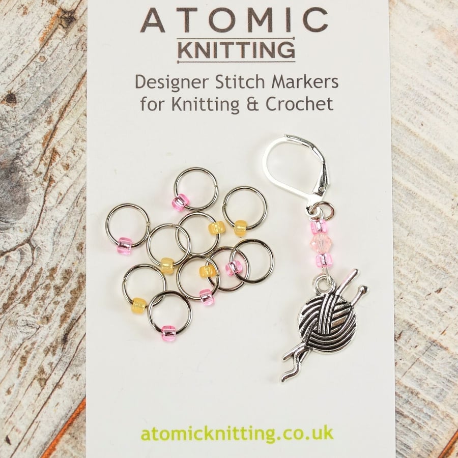 Split Ring Stitch Markers - PinkYellow Increase & Decrease Knitting Stitch Marke