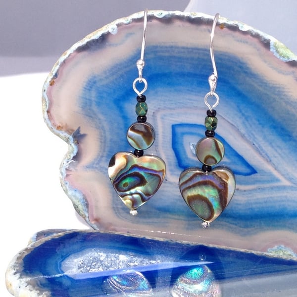Abalone Heart Earrings