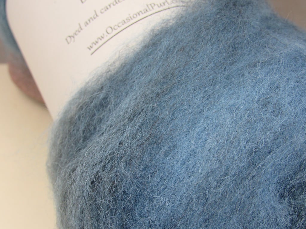 50g Indigo Blue Naturally Dyed Shetland Wool Batt