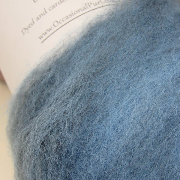 50g Indigo Blue Naturally Dyed Shetland Wool Batt