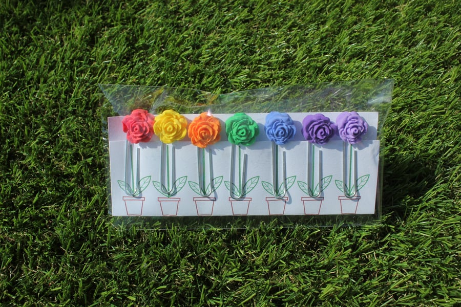 Rainbow Coloured Decorative Paperclips