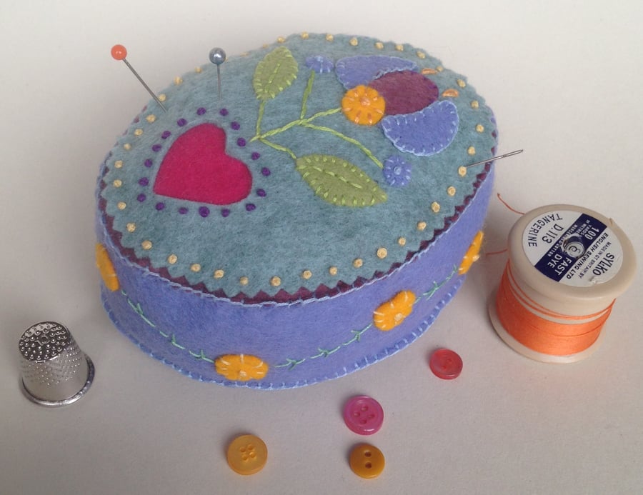 Oval Folk-Art Pincushion