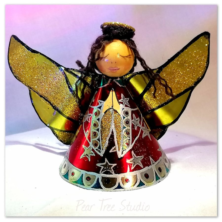 Small: Tin Angel Christmas Tree decoration ( Red) 