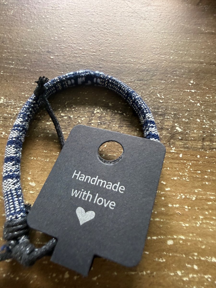 Handmade Navy & White Woven Cord Bracelet 