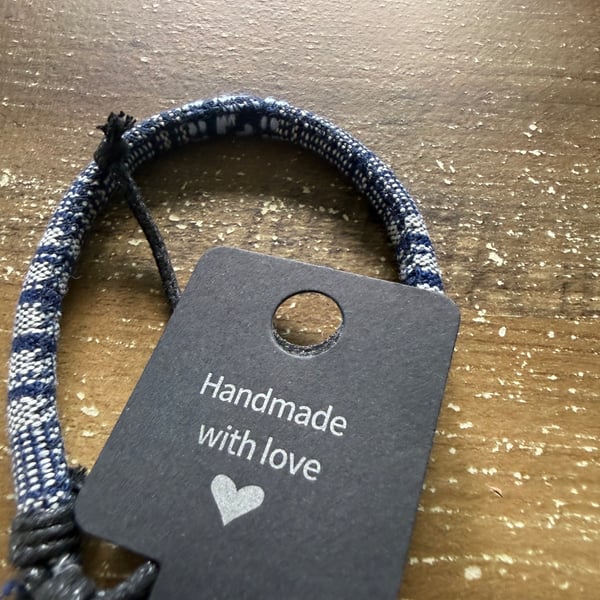 Handmade Navy & White Woven Cord Bracelet 