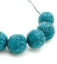 Felted bead necklace in teal wool - Image 4
