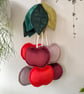 Heather Pink Velvet Cherry Wall Hanging Olive Green Leaves Fruit Nursery Decor - Image 7