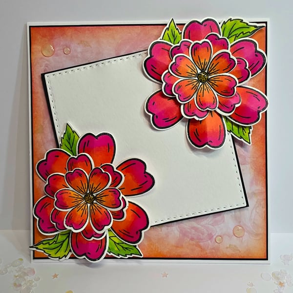 Handmade Bright Floral Card 