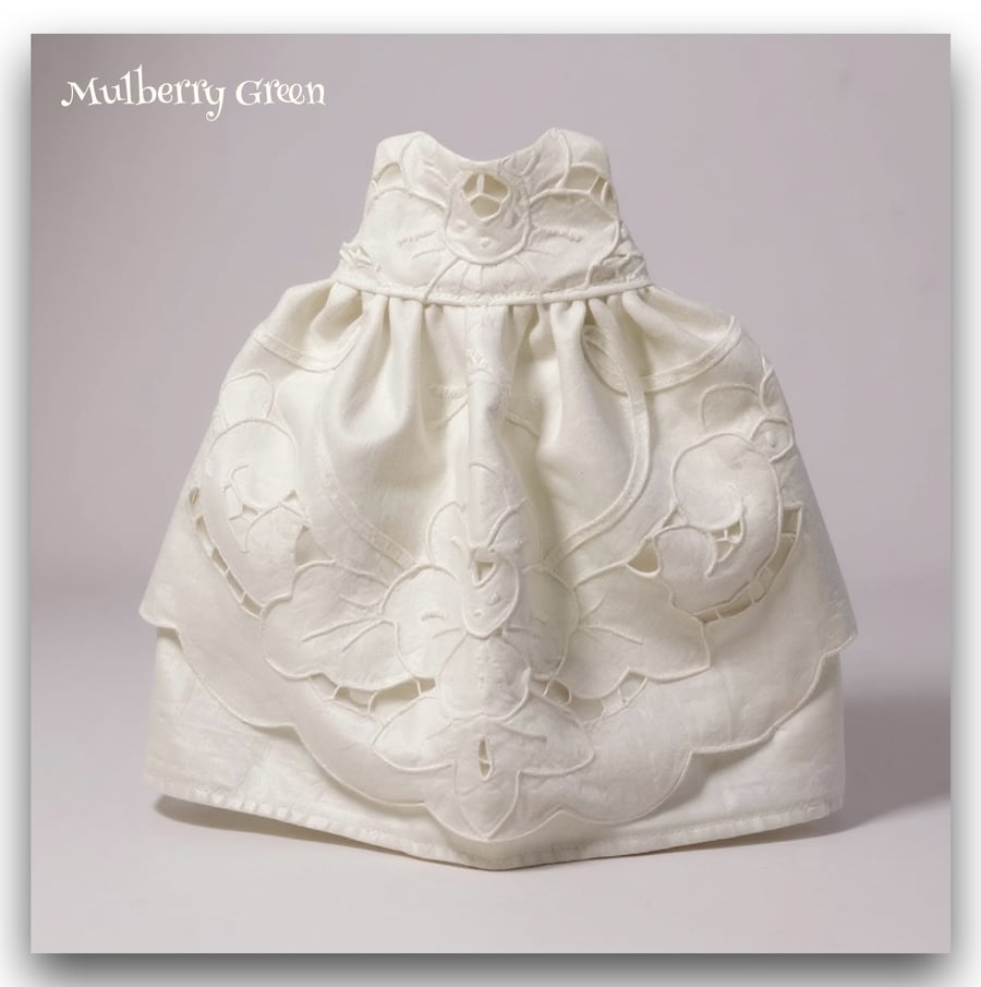 Full Length Whitework Dress with a Cutwork Apron Front