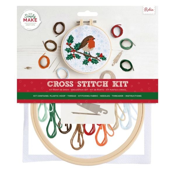Cross stitch kit. Simply Make Robin Cross Stitch kit. Gift idea.