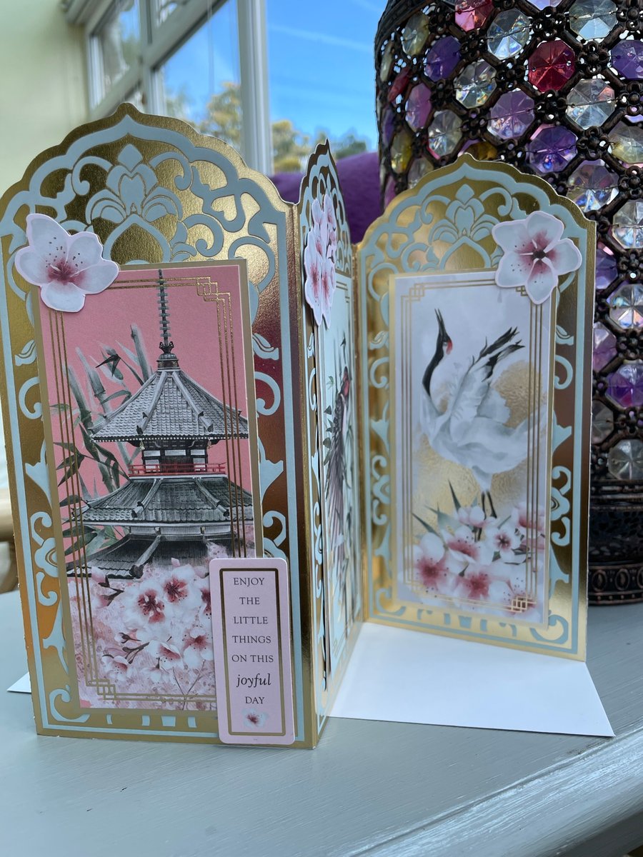 Luxury screen shaped Japanese inspired greetings card 