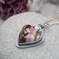 Sterling Silver Pink Surfite Heart Necklace - JBJ7014