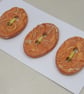 3 Medium Oval Terracotta Glazed Brocade Pattern Ceramic Buttons - Image 2