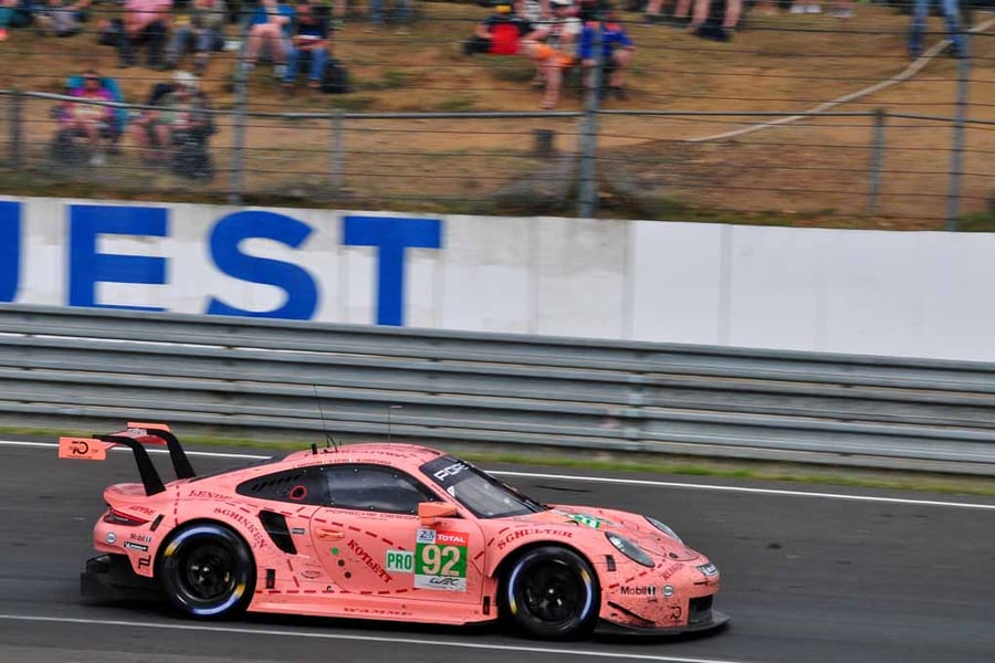 Porsche 911 RSR Pink Pig 24 Hours of Le Mans 2018 18"X12" Print