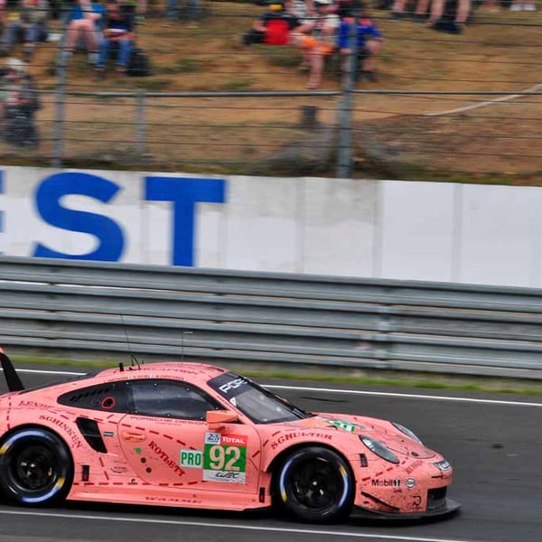 Porsche 911 RSR Pink Pig 24 Hours of Le Mans 2018 18"X12" Print