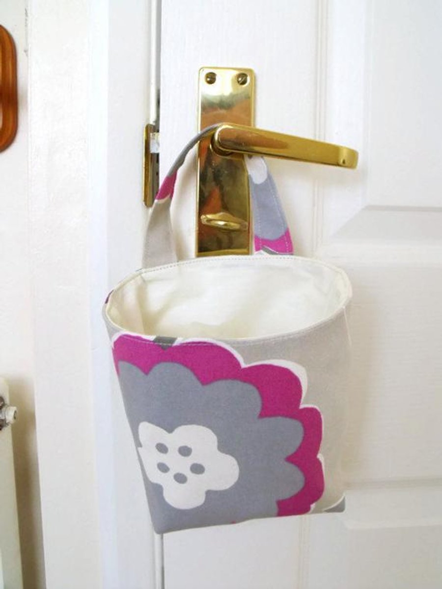 door handle storage bag or gear stick bag, lilac and grey