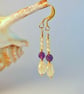 Citrine & Amethyst Gemstone Earrings, November Birthday, Gift For Scorpio