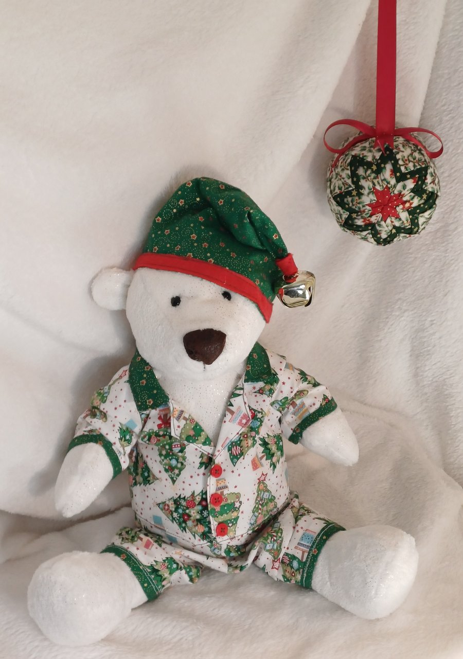 Christmas Polar Bear in Pyjamas