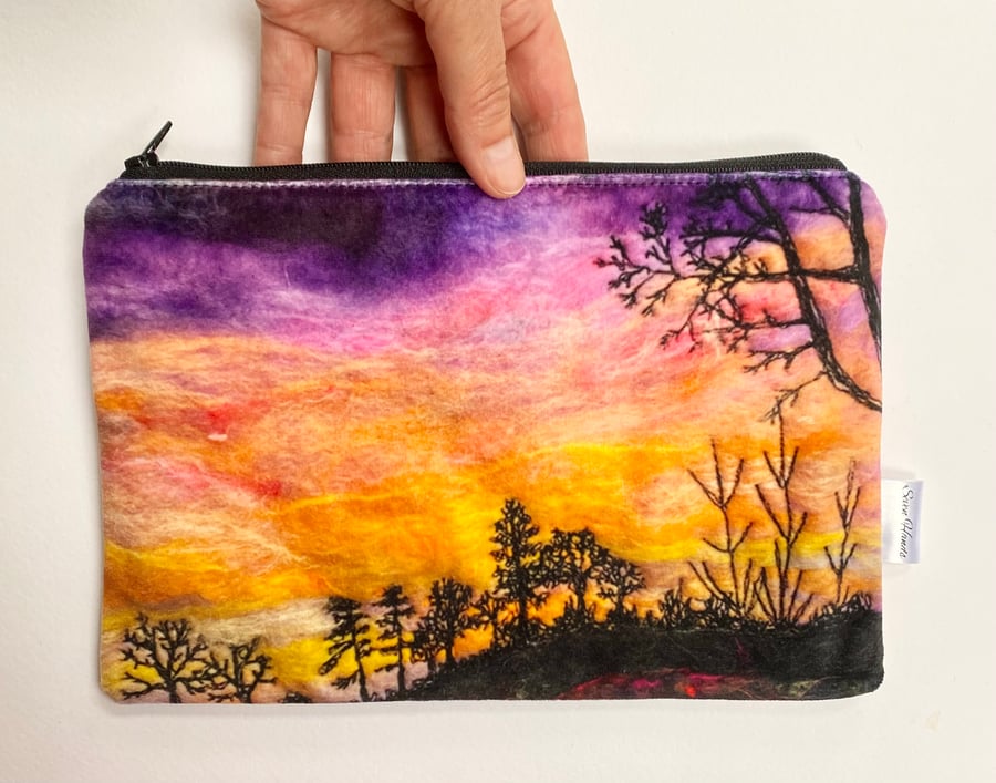 Sunset velvet makeup, Jewellery, toiletries bag, pencil case or kindle pouch.