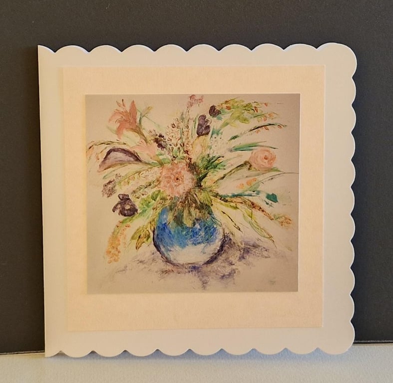 Greetings Card 6"x6" (Blank) - 'Floral Happiness': Print of an Original Painting