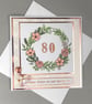 Rose gold flower wreath 80th Birthday card - Image 5