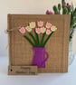 Handmade Mother’s Day Card. Pink and cream flowers from wool felt. Keepsake. - Image 1