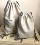 Pure linen medium drawstring bread bag with grey drawstring  - Image 3