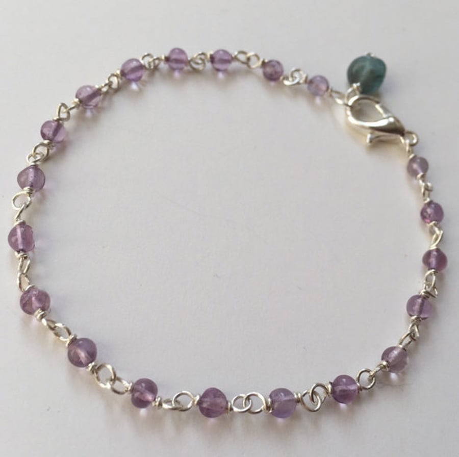 Amethyst sterling silver bead bracelet