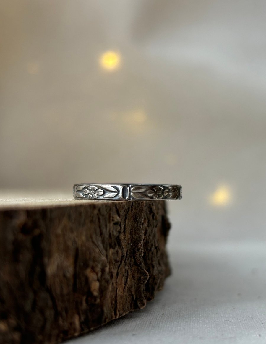Solid Sterling Silver Flower Ring, 