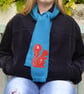 Red Squirrel Knitted Scarf with flower embroidery - Image 1