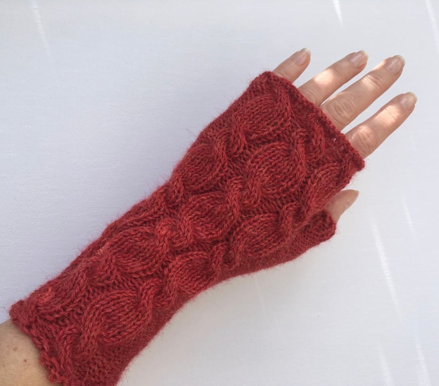 Alpaca Wrist Warmers Fingerless Gloves