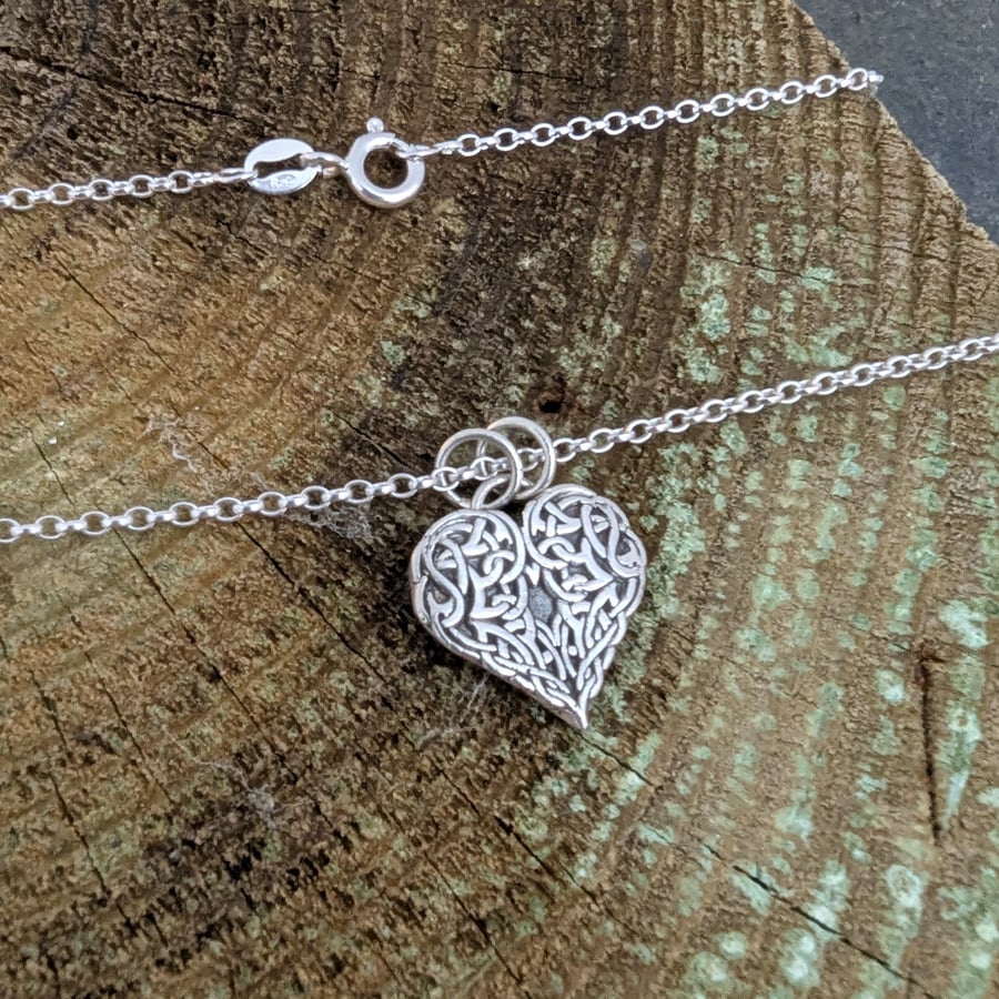 Recycled Sterling Silver Celtic Heart Pendant