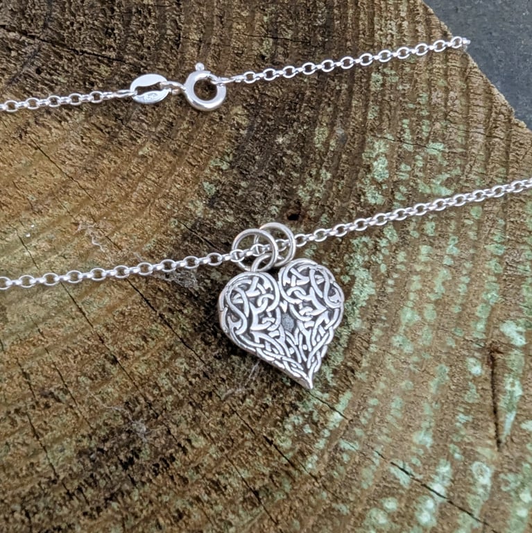 Recycled Sterling Silver Celtic Heart Pendant