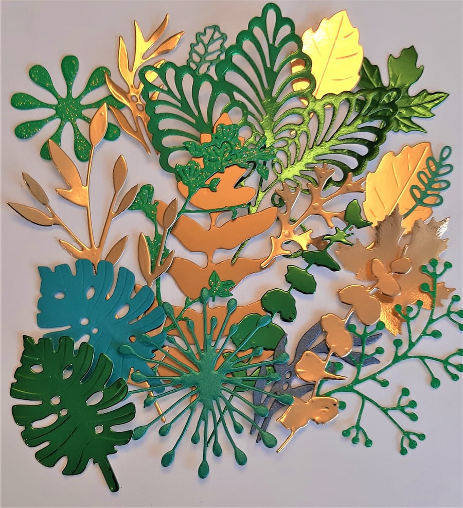 Botanical die cuts - gold and green