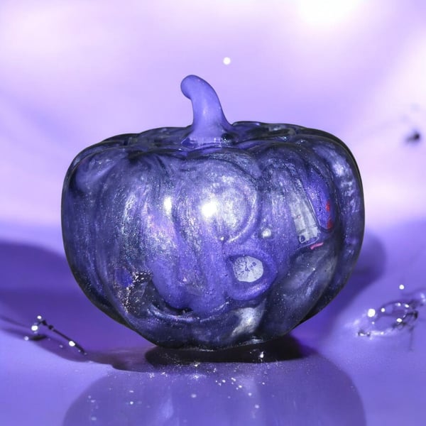 Midnight Amethyst Skull Pumpkin Trinket Pot