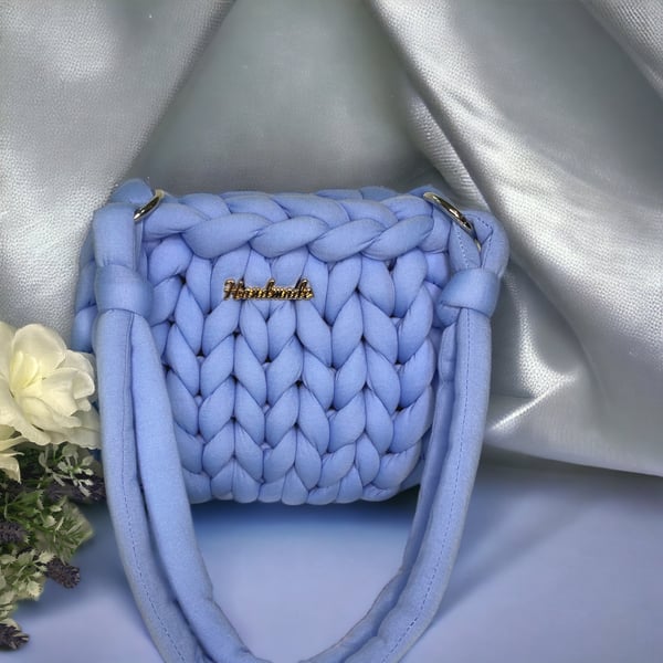 Sky Blue Hand-crocheted Bag