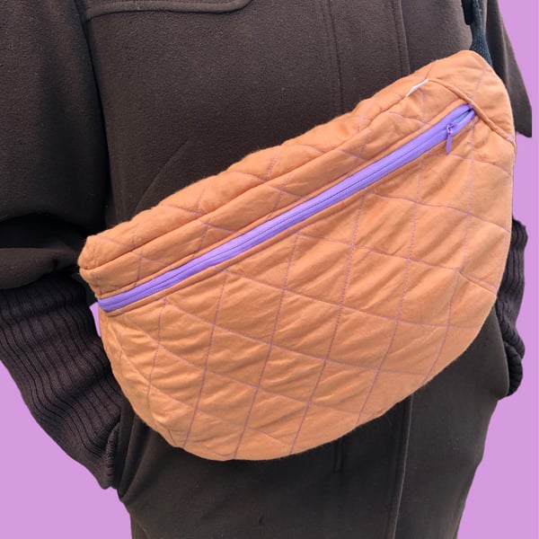 XL CROSSBODY BAG, oversized bumbag, quilted, handmade, upcycling, trendy