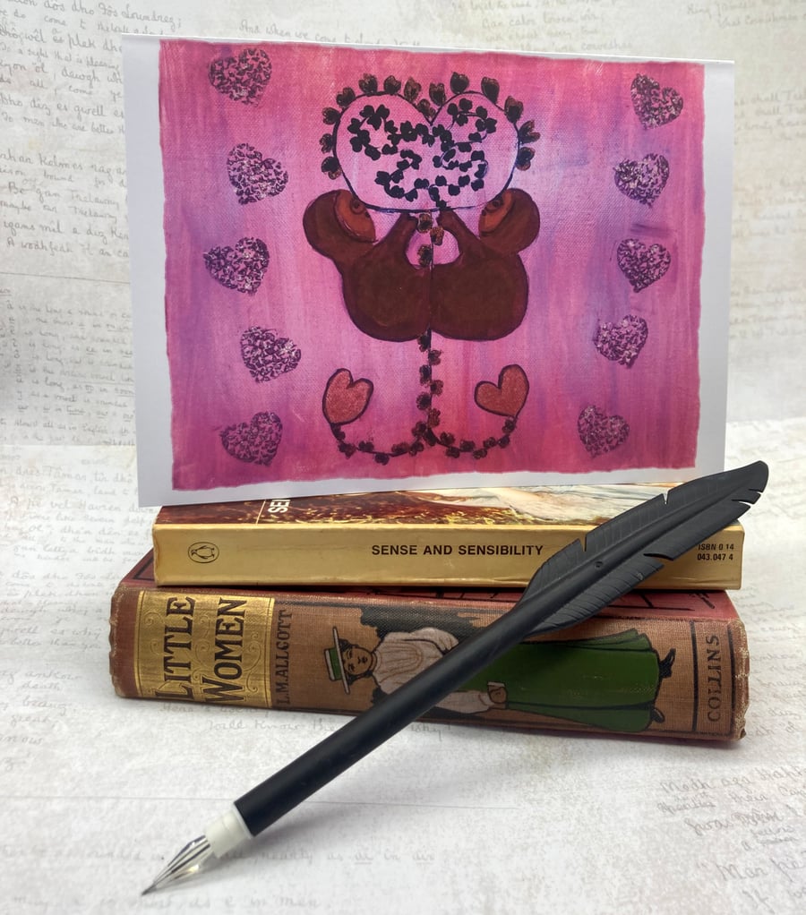 Valentine Sloths greetings card print from original artwork